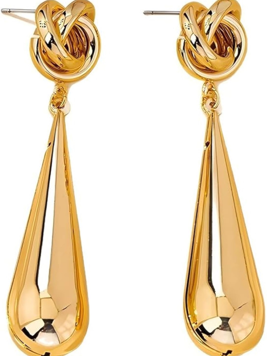 Anthropologie Gold Knot Drop Teardrop Earrings